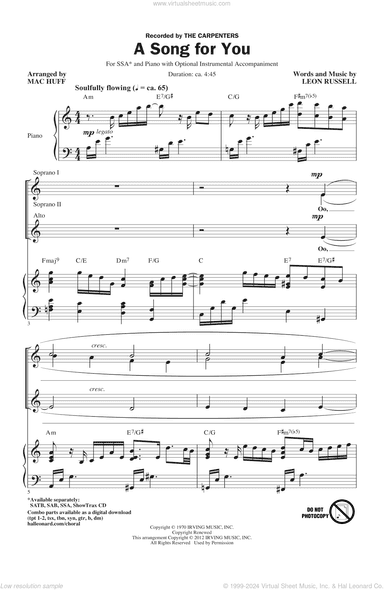 A Song For You (arr. Mac Huff)