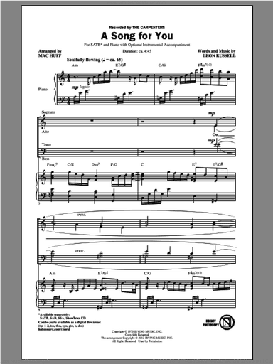 A Song For You (arr. Mac Huff)