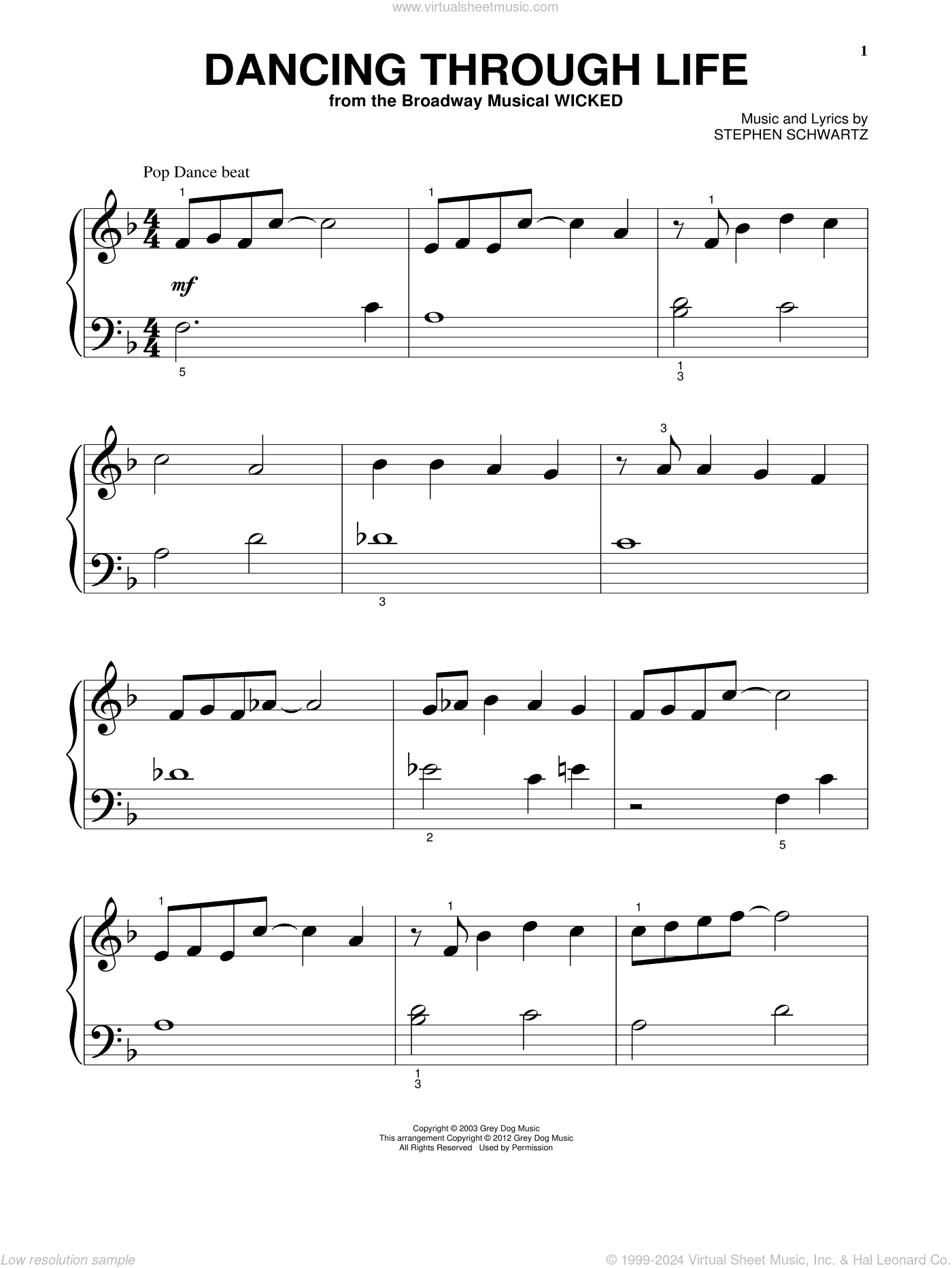 Dancing Through Life (from Wicked), (beginner)