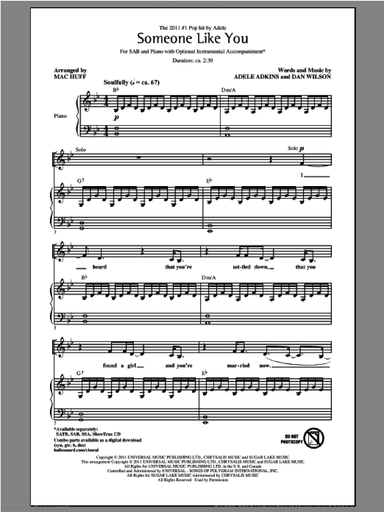 Someone Like You (arr. Mac Huff)