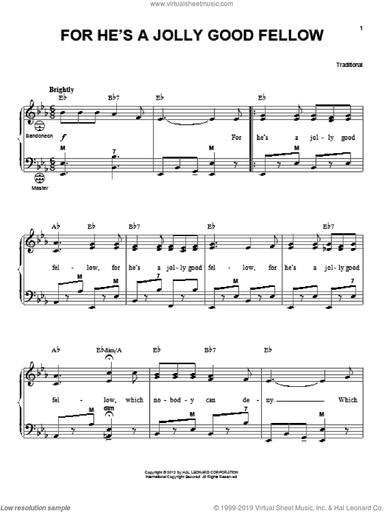 For He's A Jolly Good Fellow (arr. Gary Meisner)