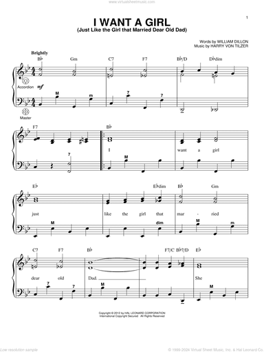 I Want A Girl (Just Like The Girl That Married Dear Old Dad) (arr. Gary Meisner)