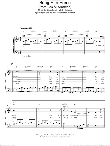 Bring Him Home (from Les Miserables), (easy) (from Les Miserables)