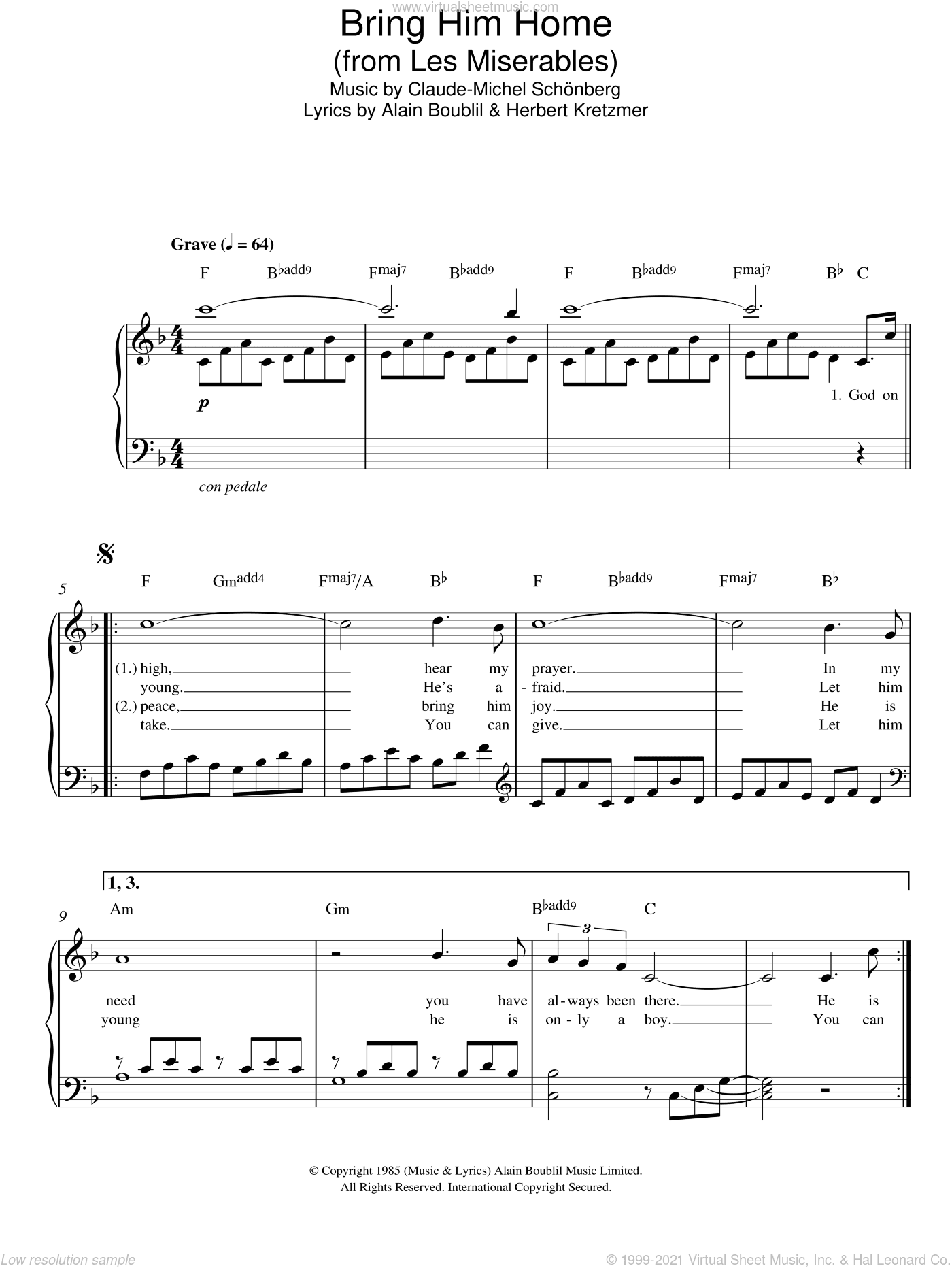 Bring Him Home (from Les Miserables), (easy) (from Les Miserables)
