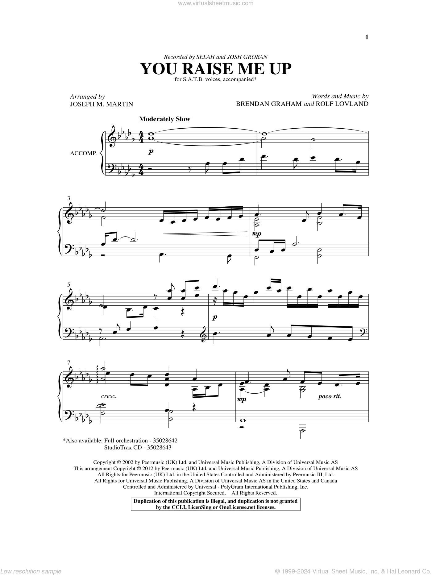 You Raise Me Up (arr. Joseph M. Martin)