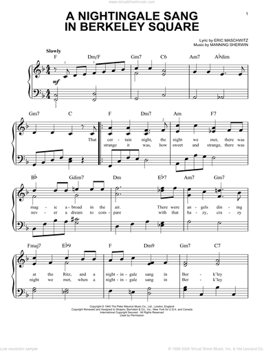 A Nightingale Sang In Berkeley Square, (easy)