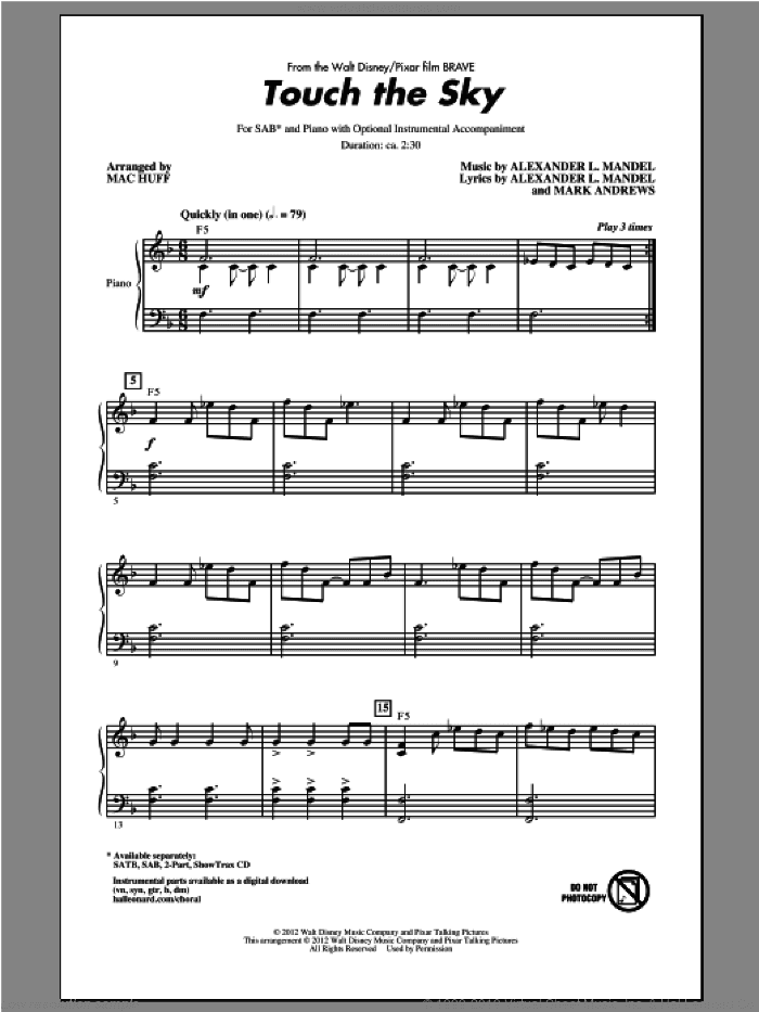 Touch The Sky (From Brave) (arr. Mac Huff)