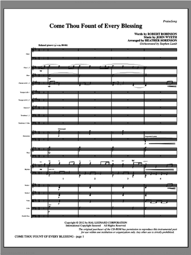 Come, Thou Fount Of Every Blessing (complete set of parts)