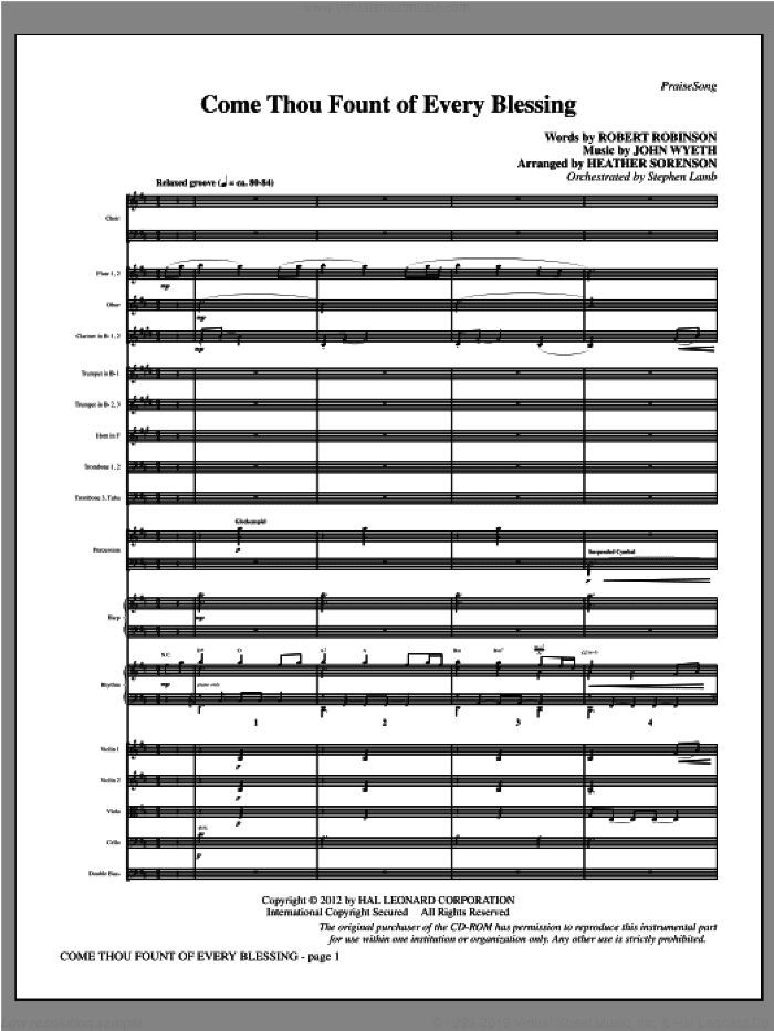 Come, Thou Fount Of Every Blessing (complete set of parts)