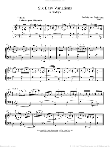 Six Variations In G Major, WoO 77