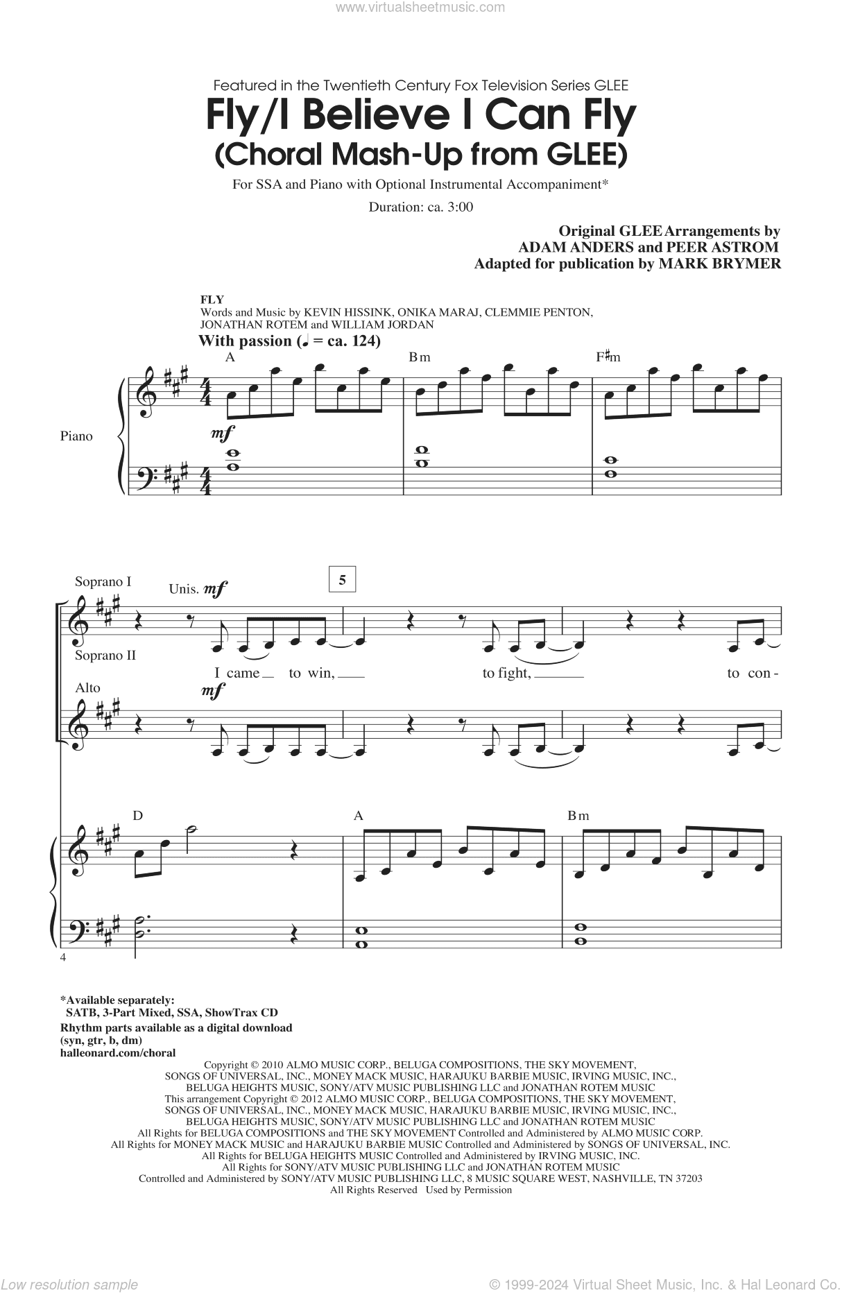 Fly / I Believe I Can Fly (Choral Mash-up from Glee) (ed. Mark Brymer)