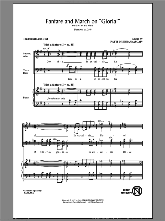 Fanfare And March On "Gloria"