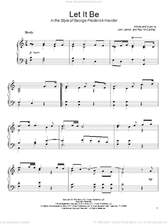 Let It Be (in the style of George Friderick Handel)