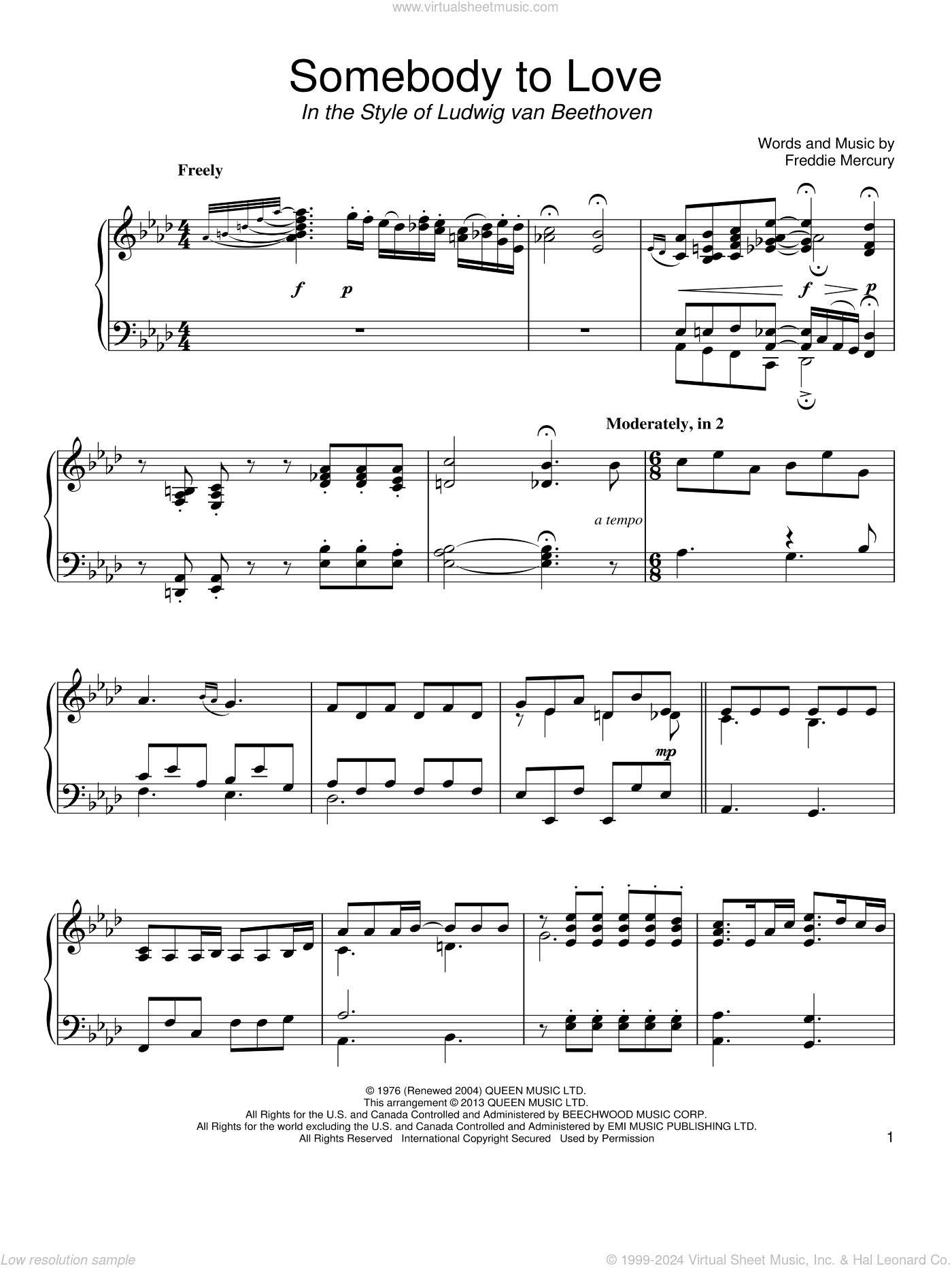 Somebody To Love (in the style of Ludwig van Beethoven)