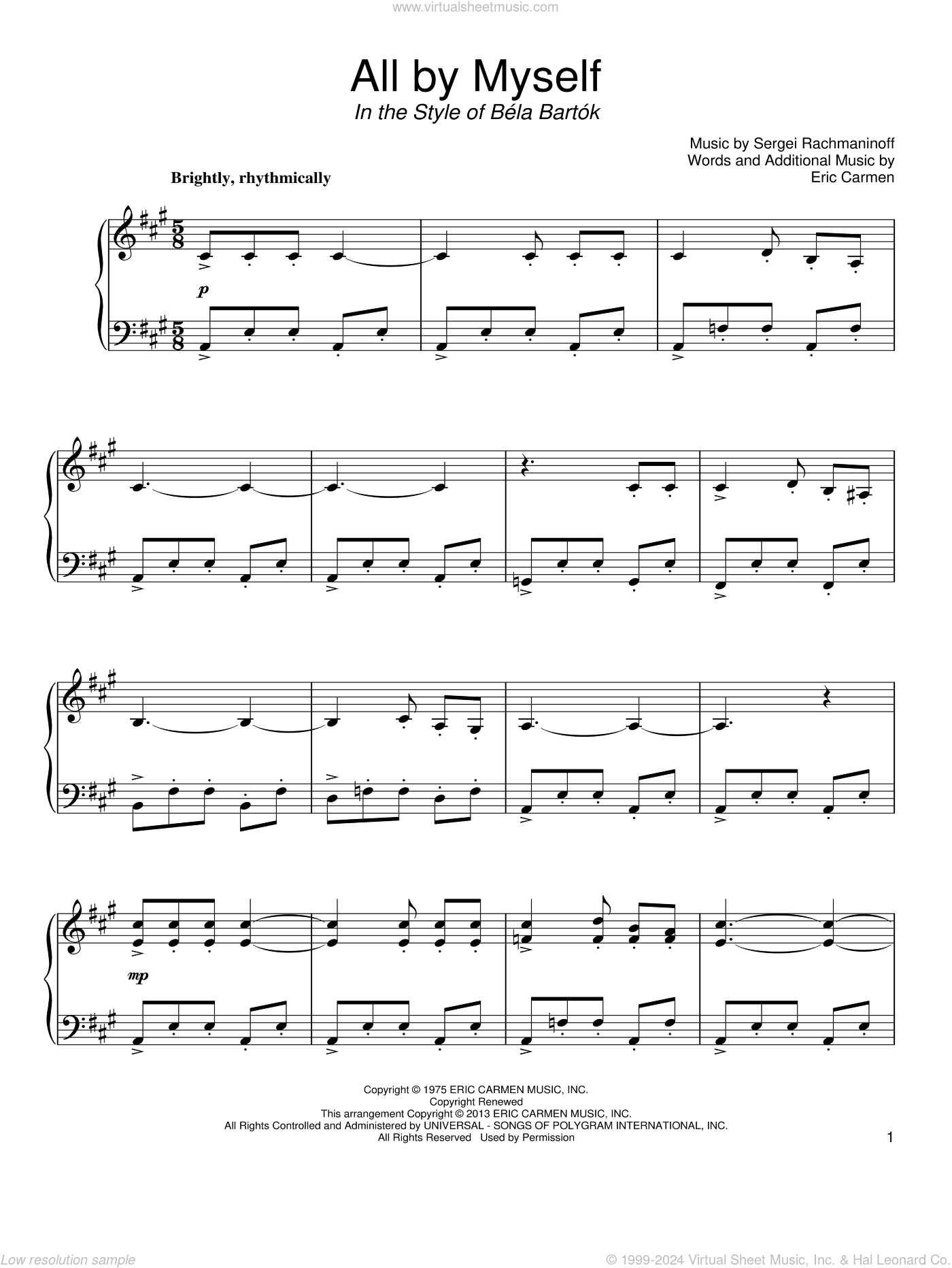 All By Myself (in the style of Bela Bartok)