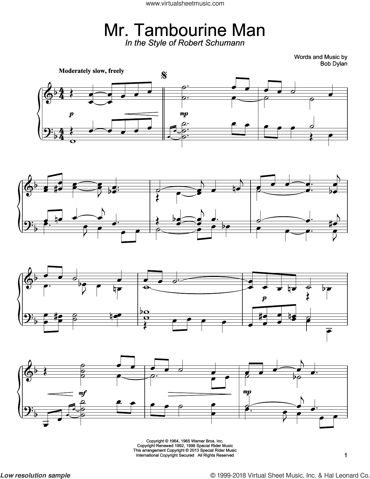Mr. Tambourine Man (in the style of Robert Schumann)