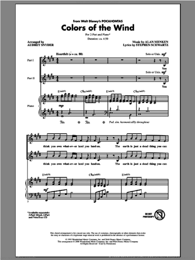 Colors Of The Wind (from Pocahontas) (arr. Audrey Snyder)