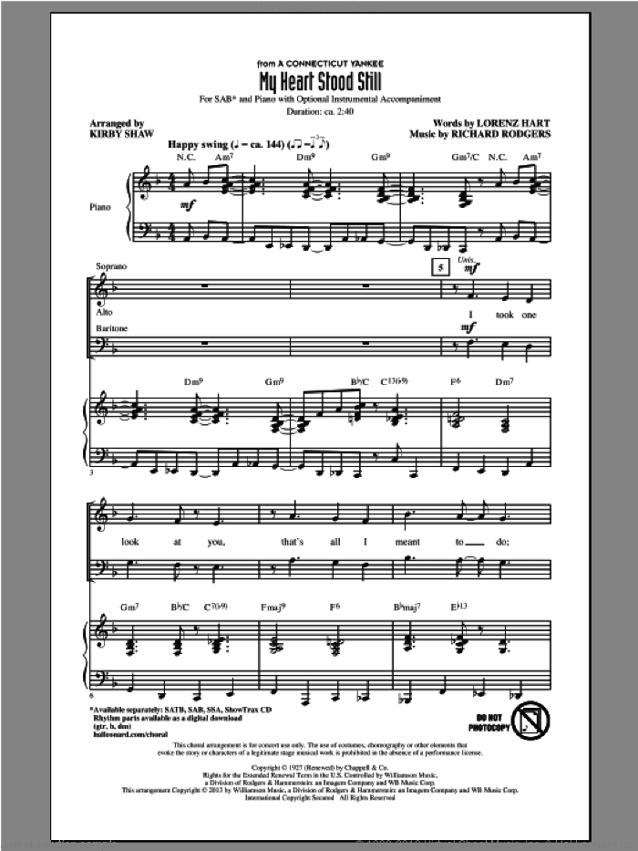 My Heart Stood Still (arr. Kirby Shaw)