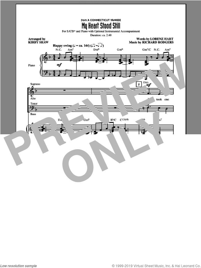 My Heart Stood Still (arr. Kirby Shaw)