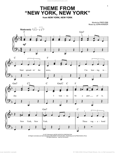 Theme From "New York, New York", (easy)