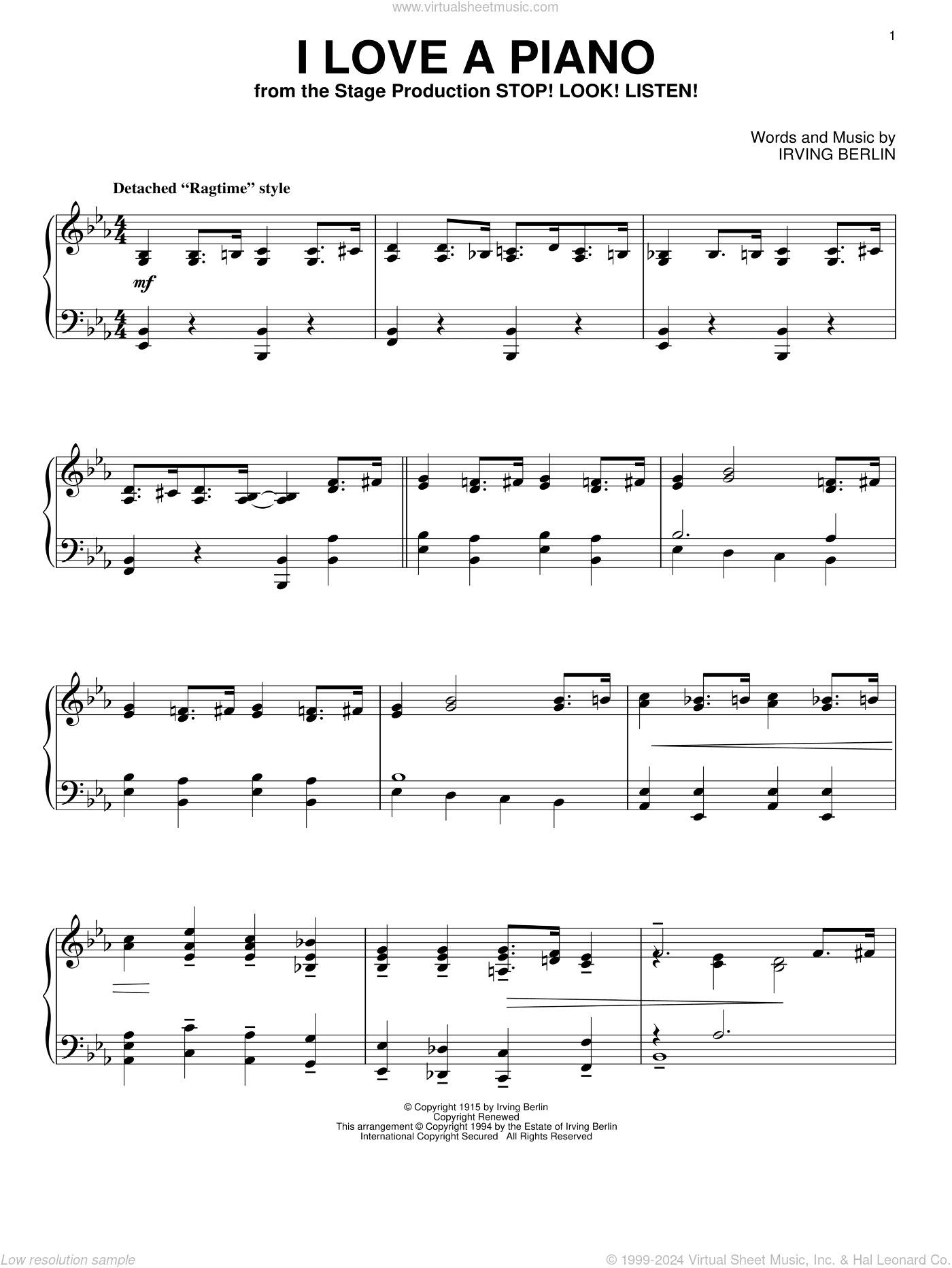 I Love A Piano, (intermediate)