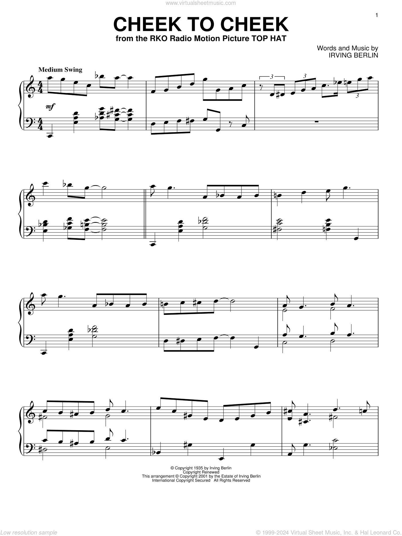 Cheek To Cheek, (intermediate)