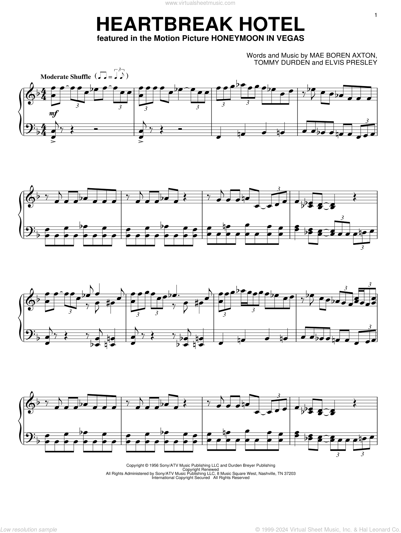 Heartbreak Hotel, (intermediate)