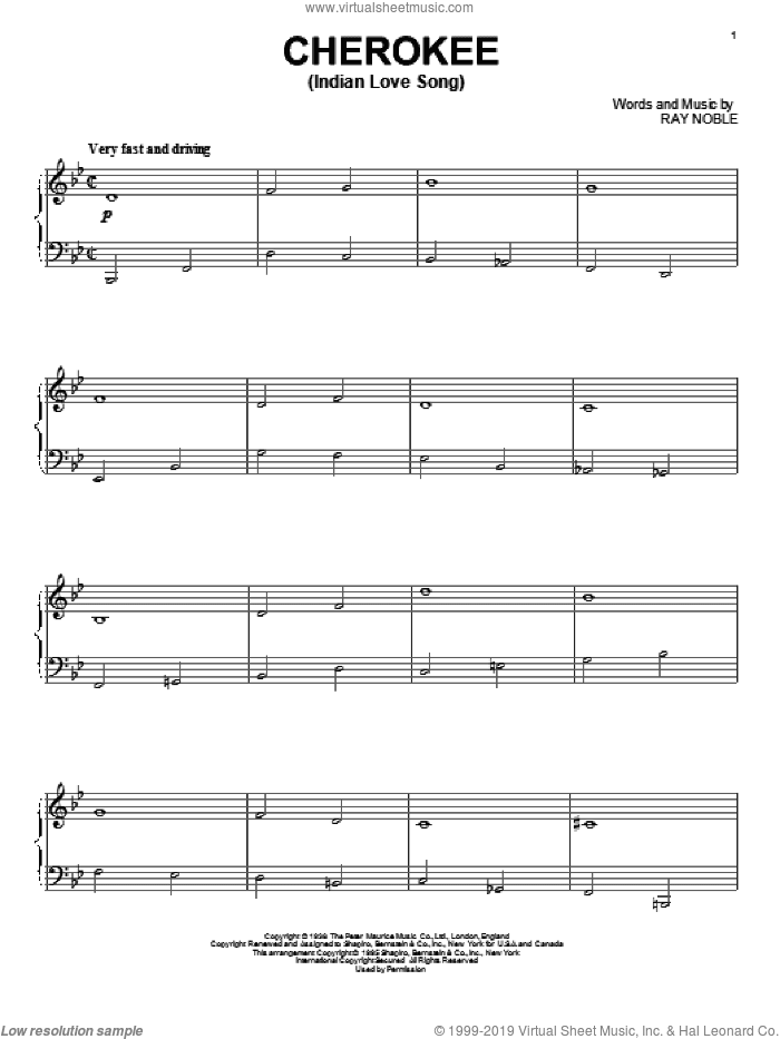 Cherokee (Indian Love Song), (intermediate)
