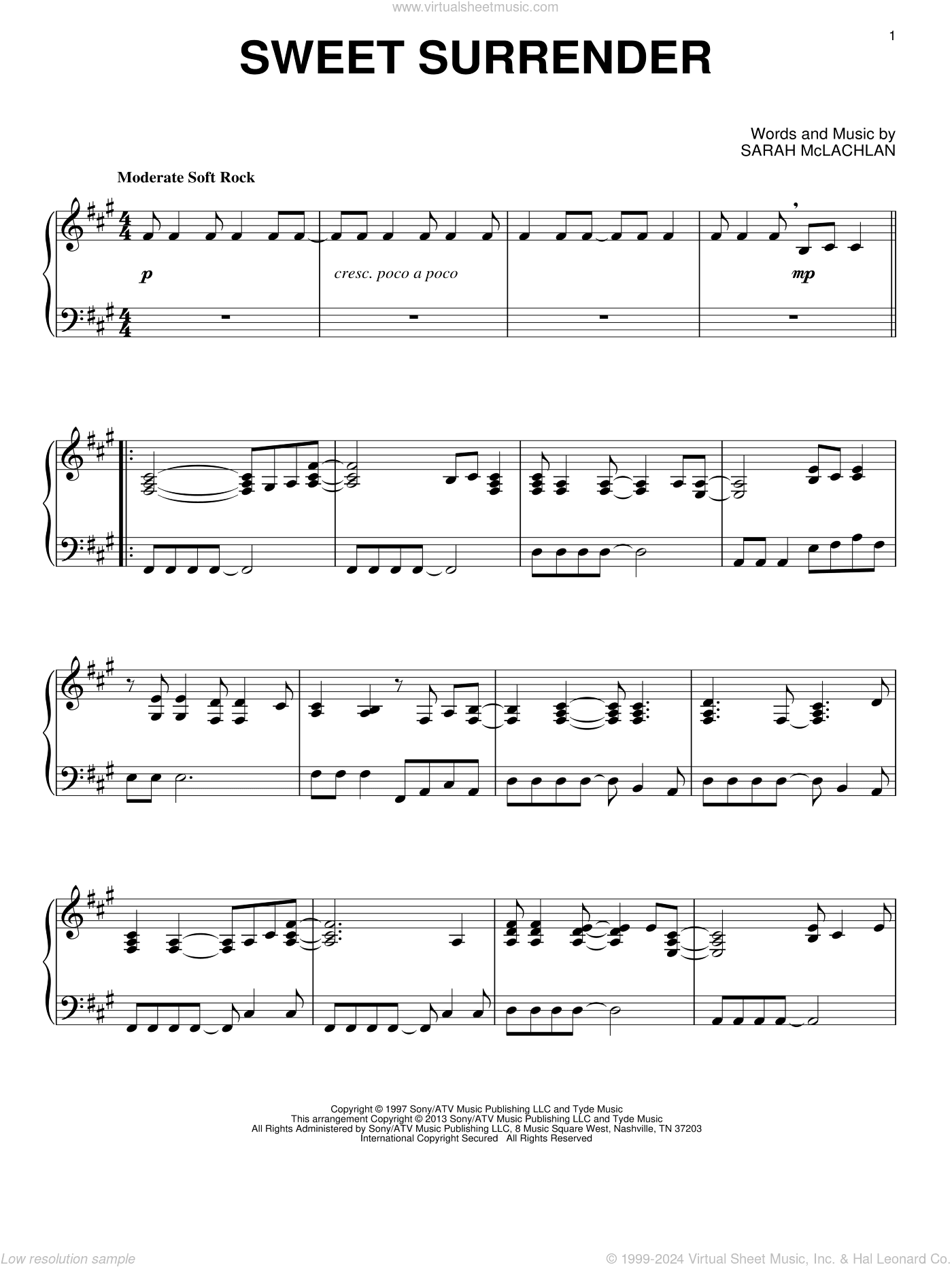Sweet Surrender, (intermediate)