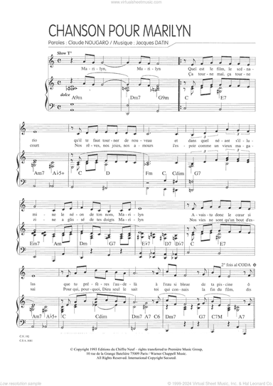 Chanson Pour Marilyn