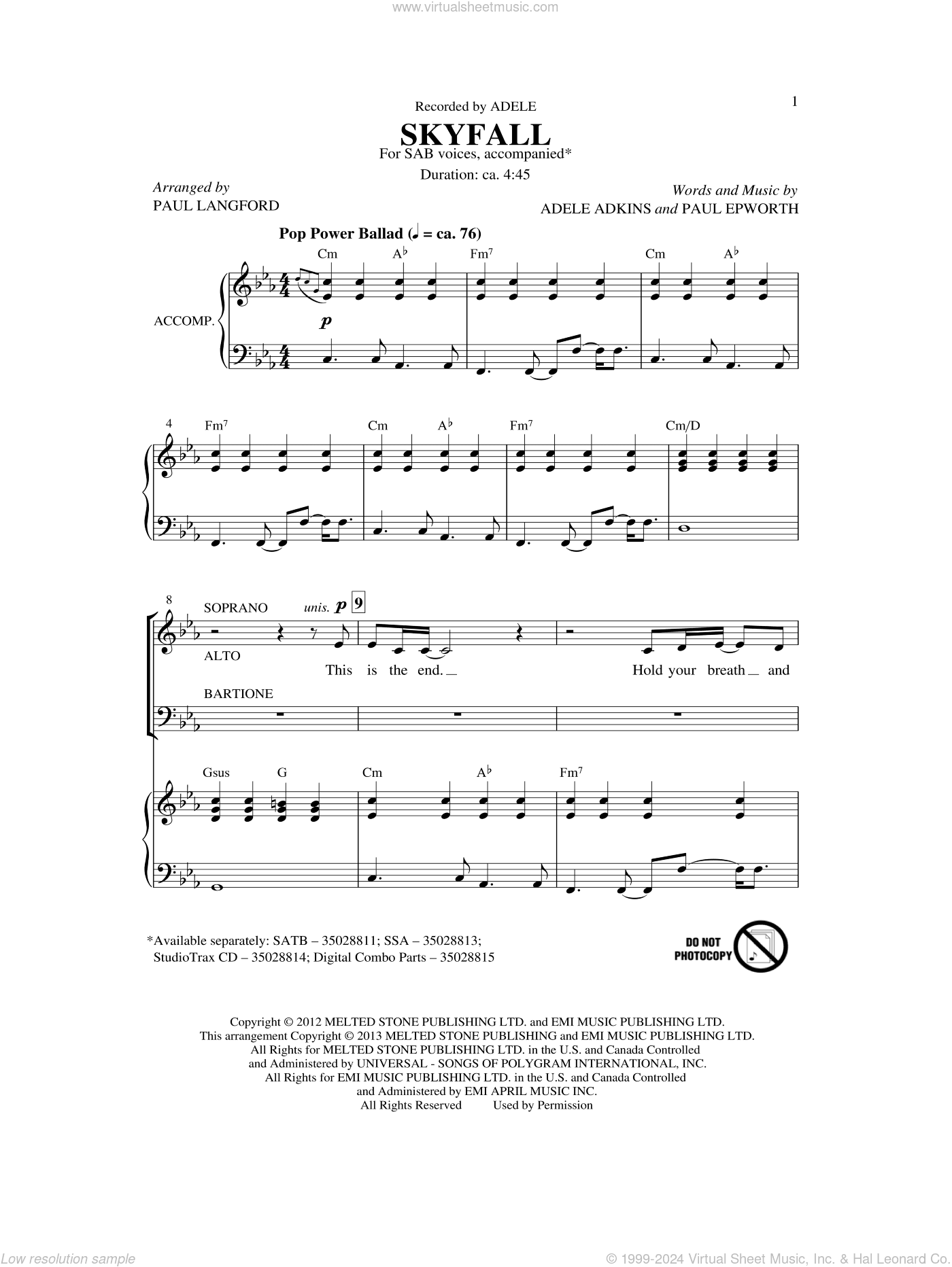 Skyfall (arr. Paul Langford)