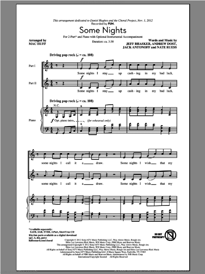 Some Nights (arr. Mac Huff)