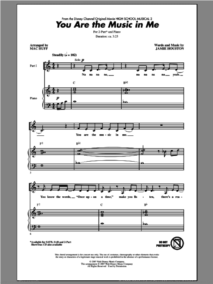 You Are The Music In Me (from High School Musical 2) (arr. Mac Huff)