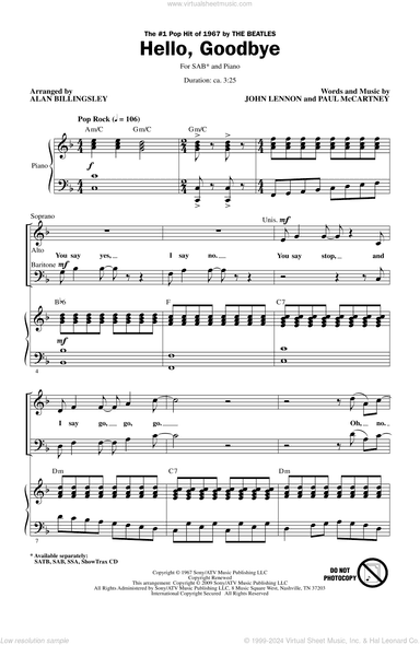 Hello, Goodbye (arr. Alan Billingsley)