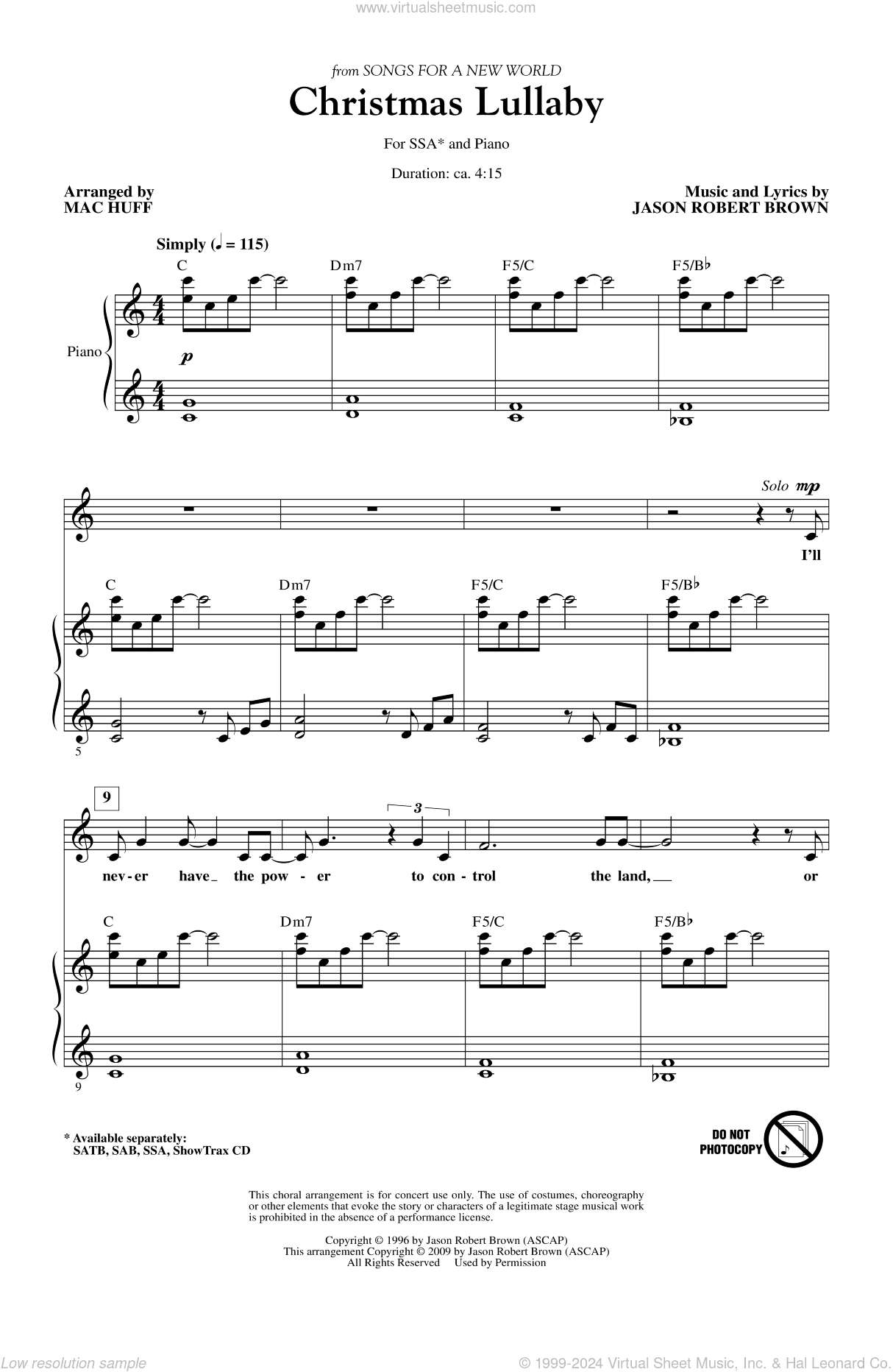 Christmas Lullaby (from Songs for a New World) (arr. Mac Huff)