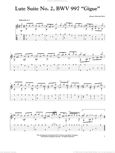 Lute Suite No. 2, BWV 997 "Gigue"