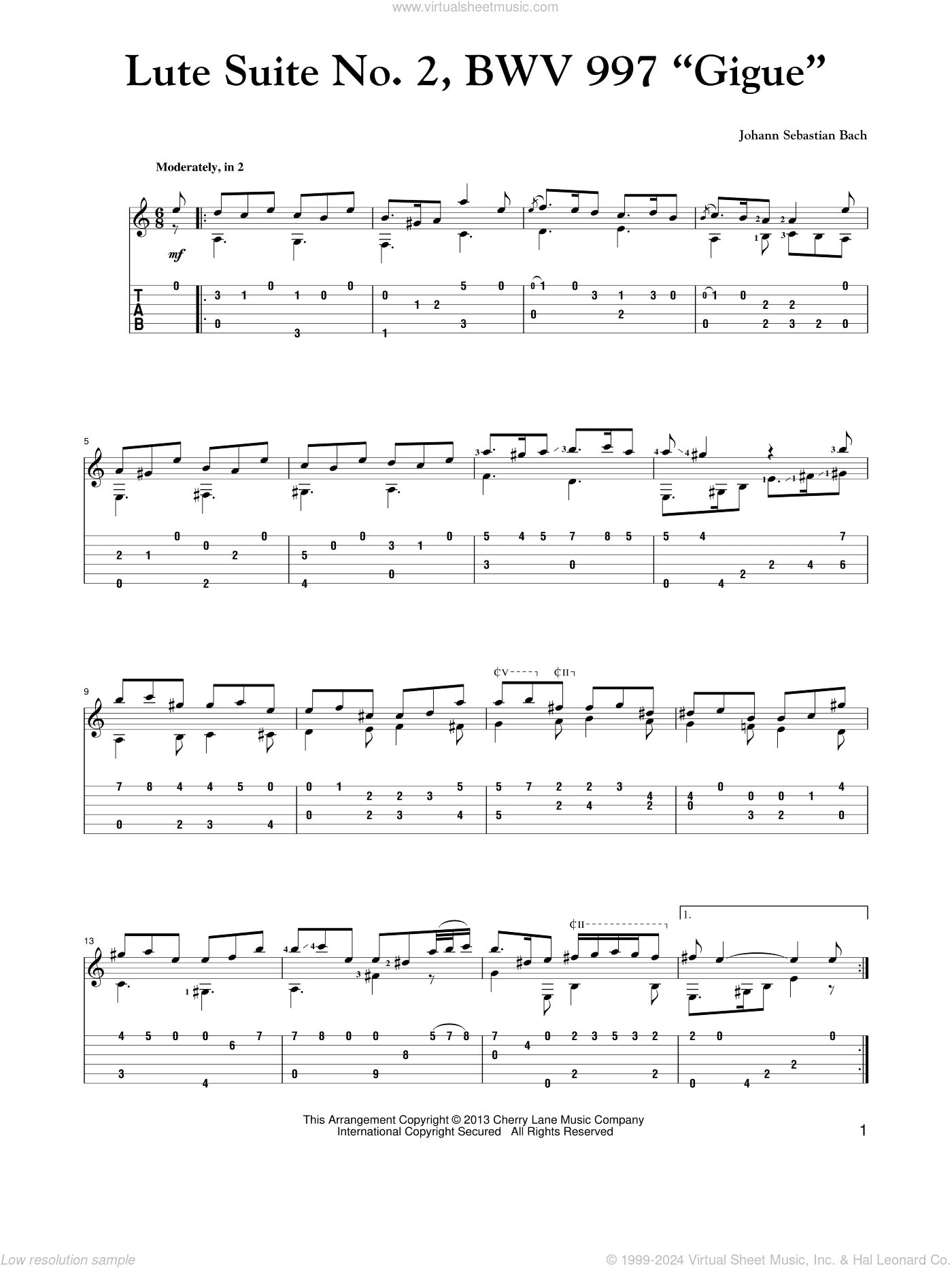Lute Suite No. 2, BWV 997 "Gigue"