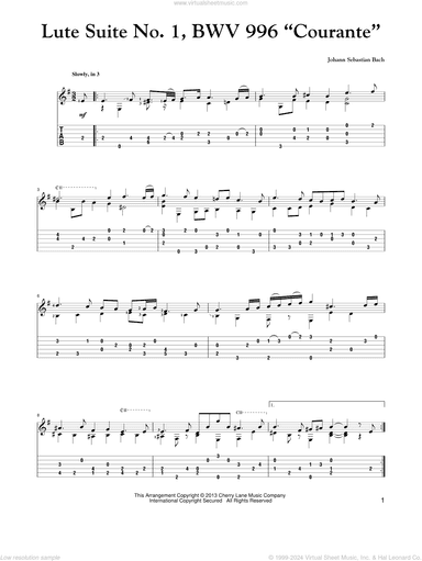 Lute Suite No. 1, BWV 996 "Courante"
