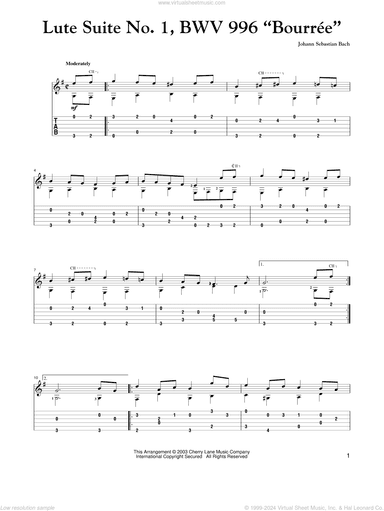 Lute Suite No. 1, BWV 996 "Bourree"