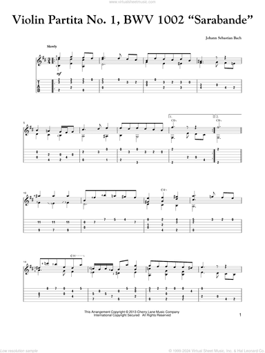 Violin Partita No. 1, BWV 1002 "Sarabande"