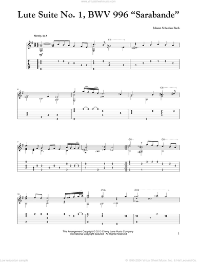 Lute Suite No. 1, BWV 996 "Sarabande"