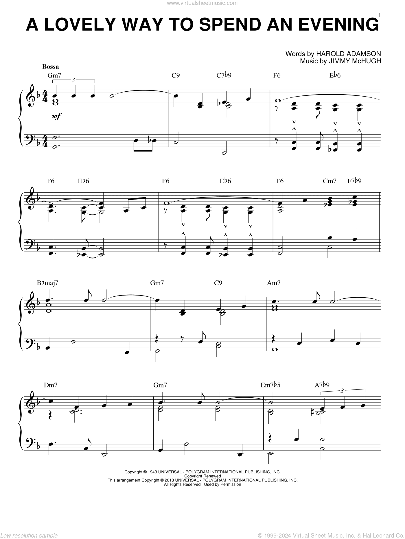 A Lovely Way To Spend An Evening (arr. Brent Edstrom)