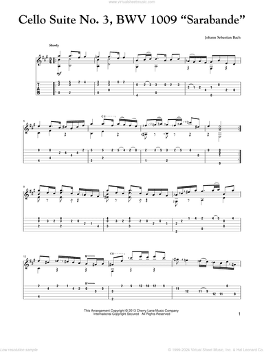 Cello Suite No. 3, BWV 1009 "Sarabande"