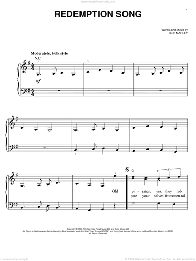Redemption Song, (easy)