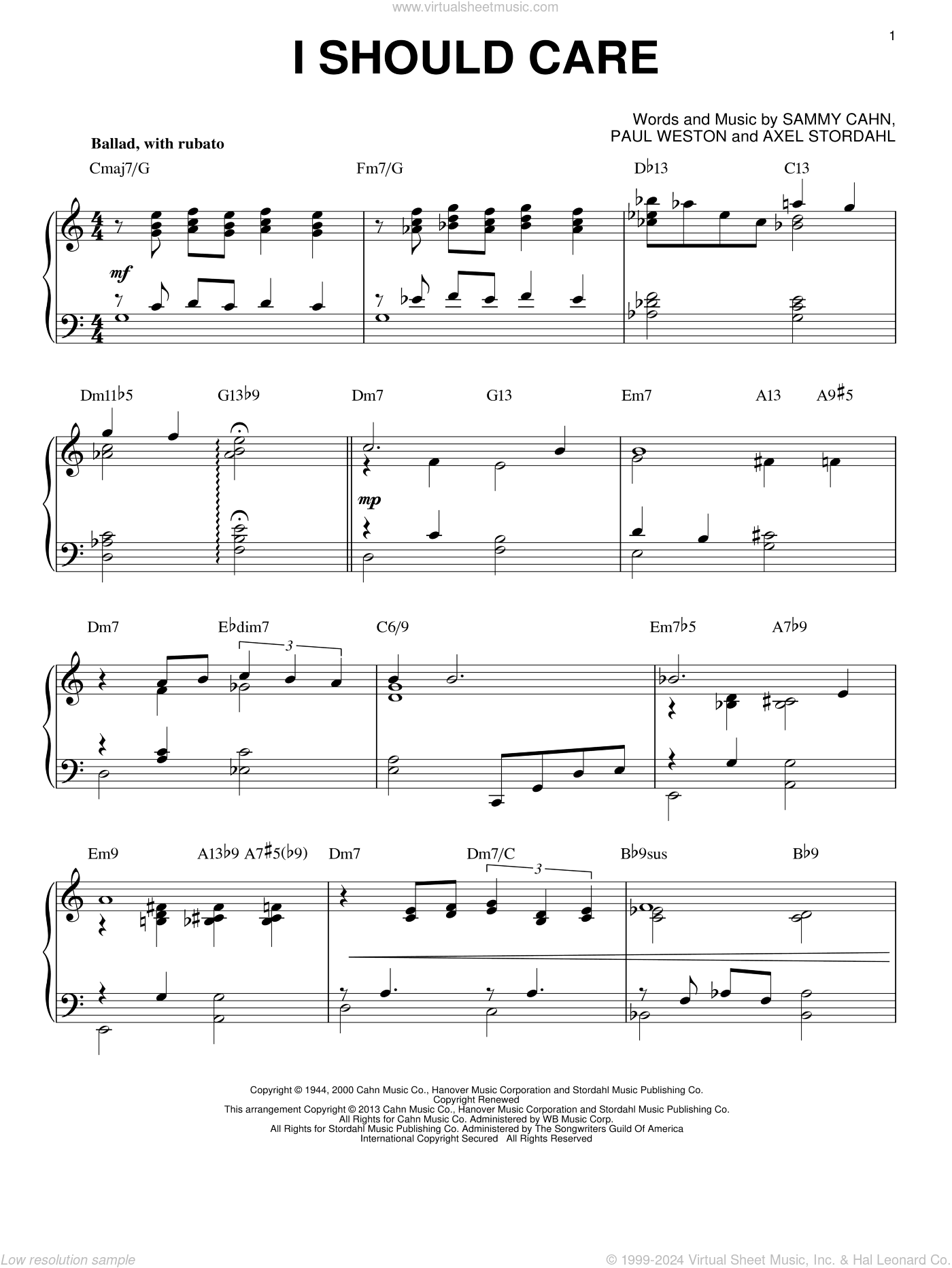 I Should Care (arr. Brent Edstrom)