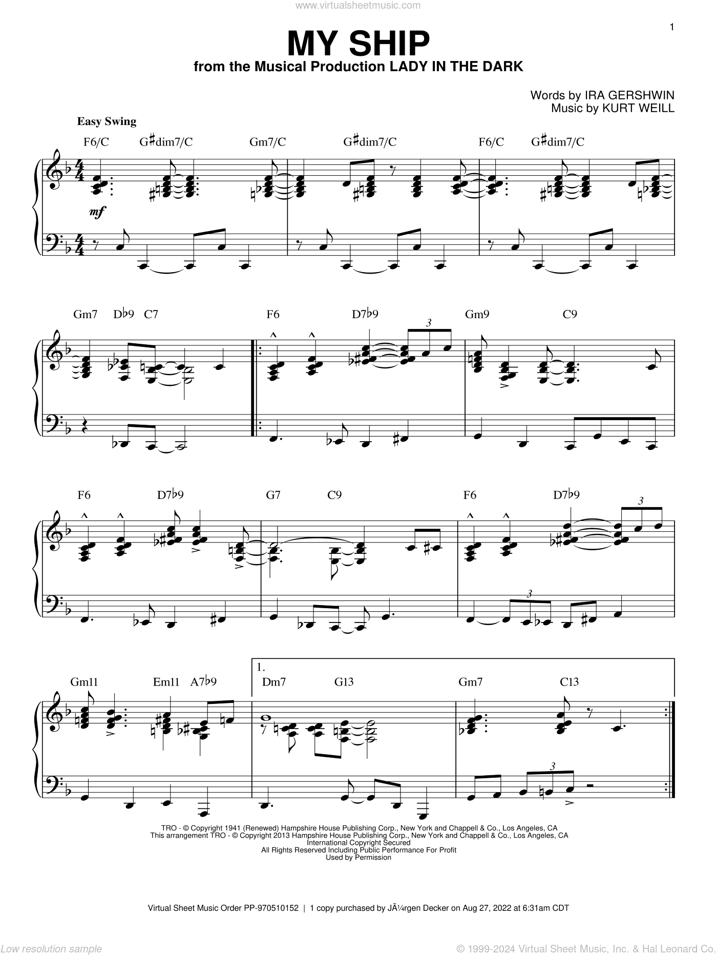 My Ship (arr. Brent Edstrom)