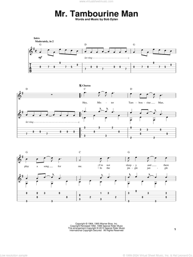 Mr. Tambourine Man, (intermediate)