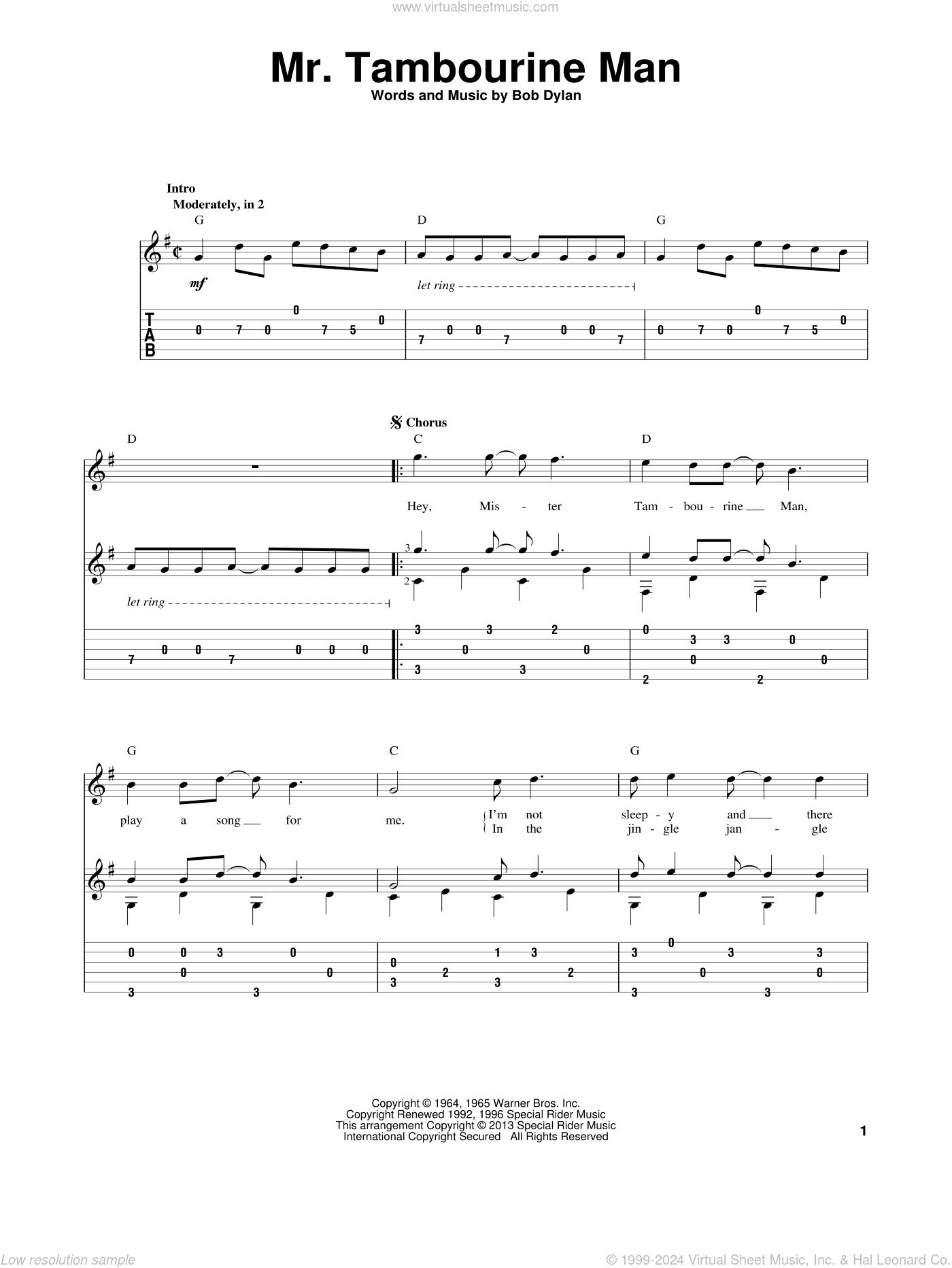 Mr. Tambourine Man, (intermediate)