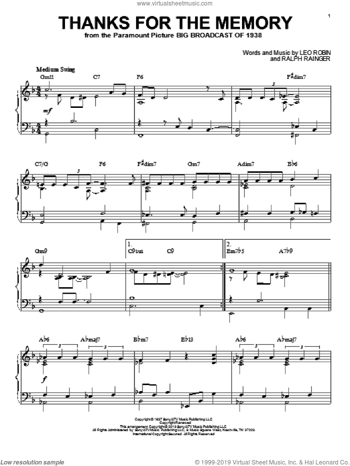 Thanks For The Memory (arr. Brent Edstrom)
