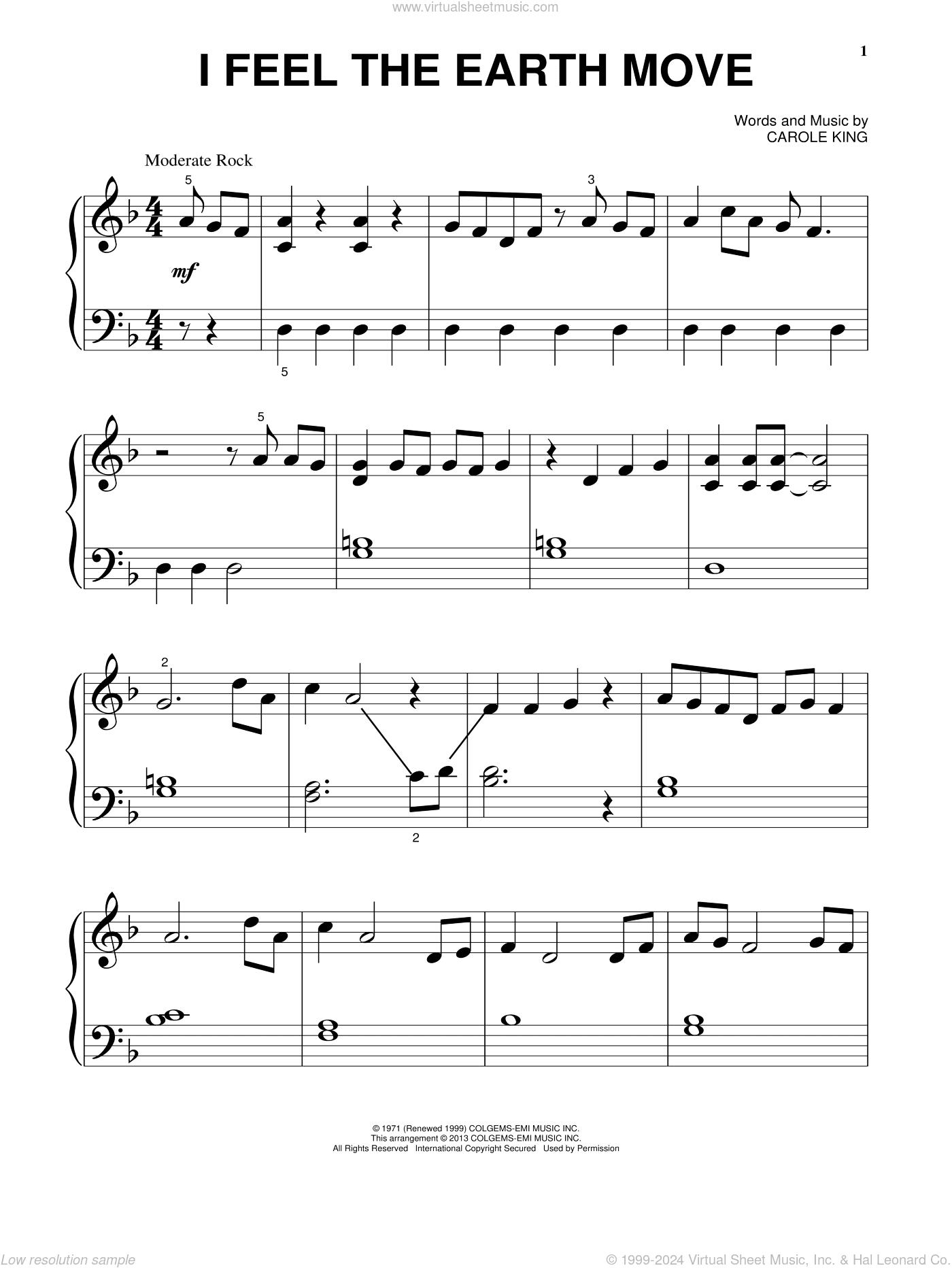 I Feel The Earth Move, (beginner)
